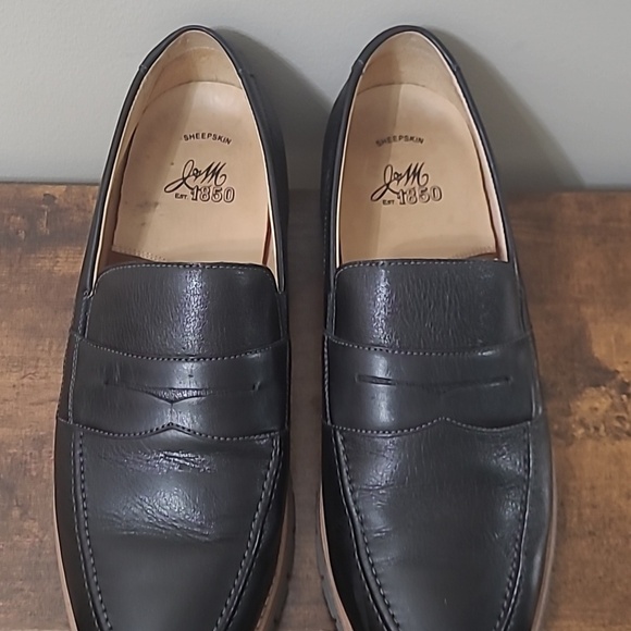 Johnston & Murphy Black Sheepskin Leather Slip-On Penny Loafers size 11.5 main image 8